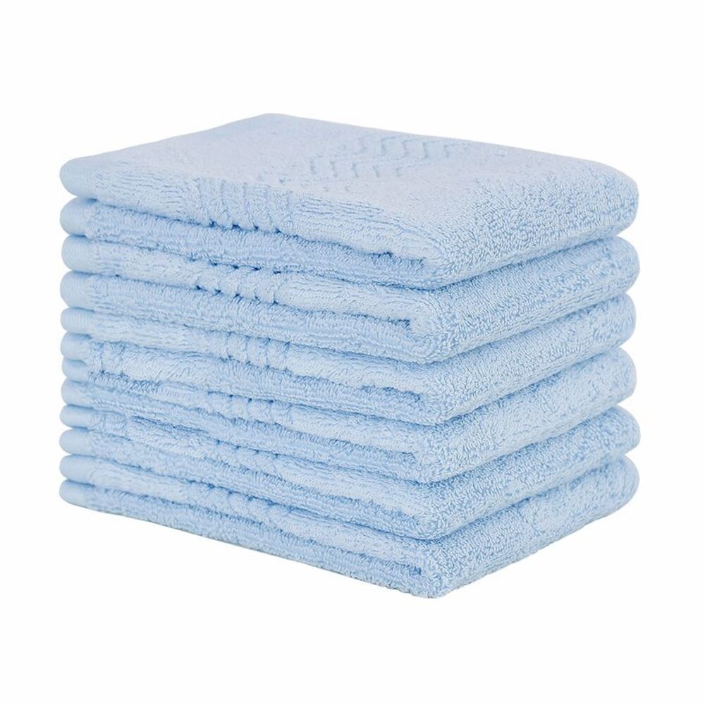 6pcs Washcloth Soft Absorbent Cotton Bath Towel for Daily Use 13.4" Light Blue